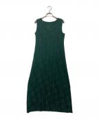 PLEATS PLEASEプリーツプリーズ）の古着「フルーツ柄 レースプリーツ ワンピース」｜グリーン