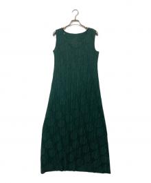 PLEATS PLEASE（プリーツプリーズ）の古着「フルーツ柄 レースプリーツ ワンピース」｜グリーン