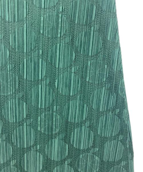 PLEATS PLEASE（プリーツプリーズ）PLEATS PLEASE (プリーツプリーズ) フルーツ柄 レースプリーツ ワンピース グリーン サイズ:4の古着・服飾アイテム