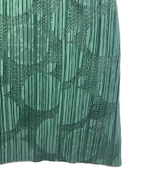 PLEATS PLEASE（プリーツプリーズ）PLEATS PLEASE (プリーツプリーズ) フルーツ柄 レースプリーツ ワンピース グリーン サイズ:4の古着・服飾アイテム