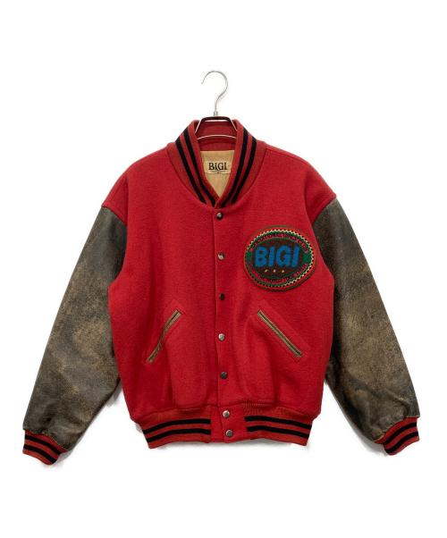 BIGI（ビギ）BIGI (ビギ) 袖リアルレザースタジャン レッド サイズ:Mの古着・服飾アイテム