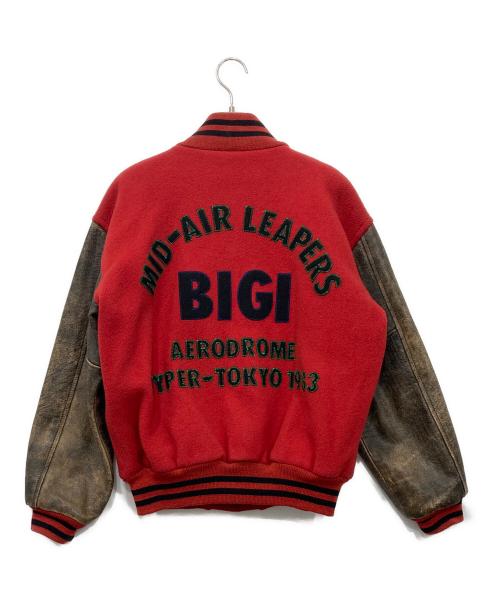 BIGI（ビギ）BIGI (ビギ) 袖リアルレザースタジャン レッド サイズ:Mの古着・服飾アイテム