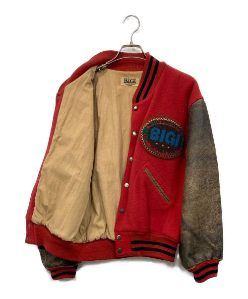 BIGI（ビギ）BIGI (ビギ) 袖リアルレザースタジャン レッド サイズ:Mの古着・服飾アイテム