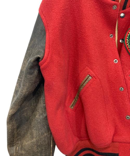 BIGI（ビギ）BIGI (ビギ) 袖リアルレザースタジャン レッド サイズ:Mの古着・服飾アイテム