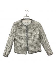 23区（ニジュウサンク）の古着「CLALENSONファンシーツイード ノーカラー ジャケット」｜グレー