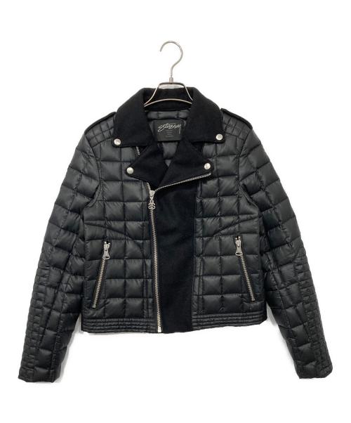 stussy（ステューシー）stussy (ステューシー) 切替ライダースダウンジャケット ブラック サイズ:MEDIUMの古着・服飾アイテム
