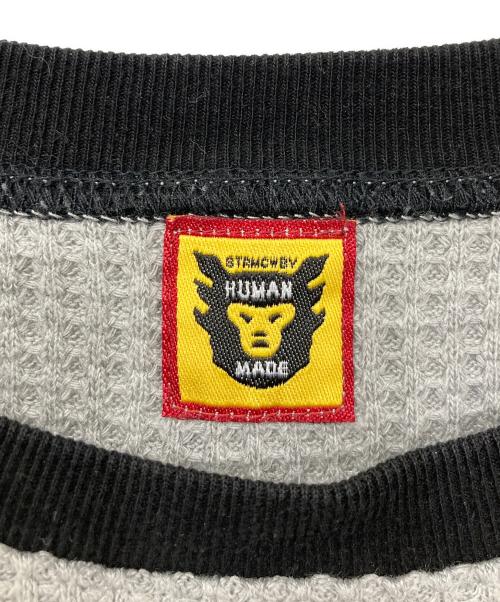 HUMAN MADE（ヒューマンメイド）HUMAN MADE (ヒューマンメイド) サーマルカットソー グレー×ブラック サイズ:Ｌの古着・服飾アイテム