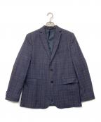 LAUREN RALPH LAURENローレンラルフローレン）の古着「エルボーパッチ チェックテーラードジャケット」｜ネイビー