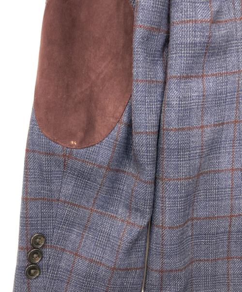 LAUREN RALPH LAUREN（ローレンラルフローレン）LAUREN RALPH LAUREN (ローレンラルフローレン) エルボーパッチ チェックテーラードジャケット ネイビー サイズ:不明の古着・服飾アイテム
