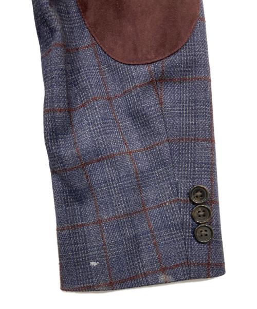 LAUREN RALPH LAUREN（ローレンラルフローレン）LAUREN RALPH LAUREN (ローレンラルフローレン) エルボーパッチ チェックテーラードジャケット ネイビー サイズ:不明の古着・服飾アイテム