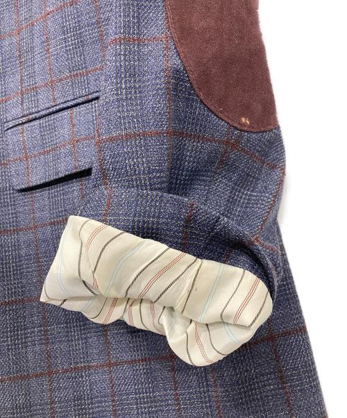 LAUREN RALPH LAUREN（ローレンラルフローレン）LAUREN RALPH LAUREN (ローレンラルフローレン) エルボーパッチ チェックテーラードジャケット ネイビー サイズ:不明の古着・服飾アイテム