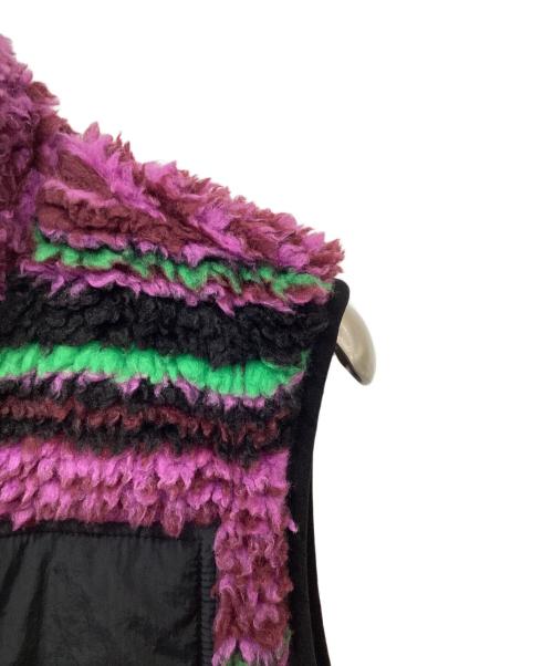 stussy（ステューシー）stussy (ステューシー) STRIPED SHERPA VEST/ストライプ　シェルパ　ベスト パープル サイズ:Mの古着・服飾アイテム