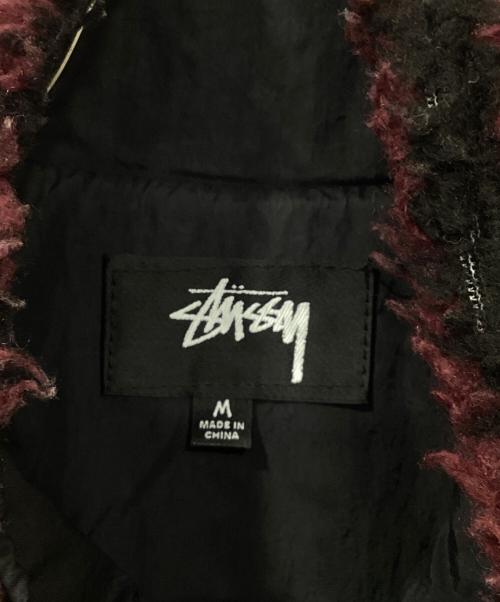 stussy（ステューシー）stussy (ステューシー) STRIPED SHERPA VEST/ストライプ　シェルパ　ベスト パープル サイズ:Mの古着・服飾アイテム