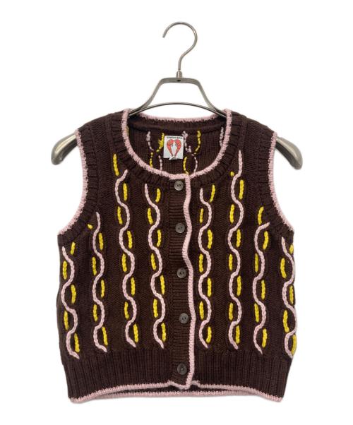 shrimps（シュリンプス）shrimps (シュリンプス) ステッチデザインベスト ブラウン サイズ:6の古着・服飾アイテム