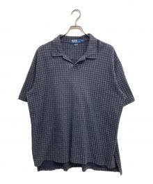 POLO RALPH LAUREN（ポロ・ラルフローレン）の古着「総柄スキッパーポロシャツ」｜ネイビー