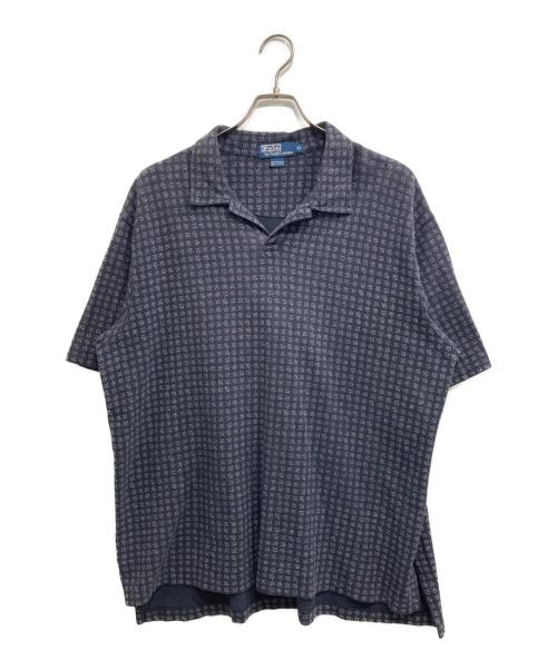 POLO RALPH LAUREN（ポロ・ラルフローレン）POLO RALPH LAUREN (ポロ・ラルフローレン) 総柄スキッパーポロシャツ ネイビー サイズ:XLの古着・服飾アイテム