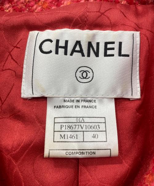 CHANEL（シャネル）CHANEL (シャネル) ココマークボタンツイードジャケット コーラルピンク サイズ:40の古着・服飾アイテム