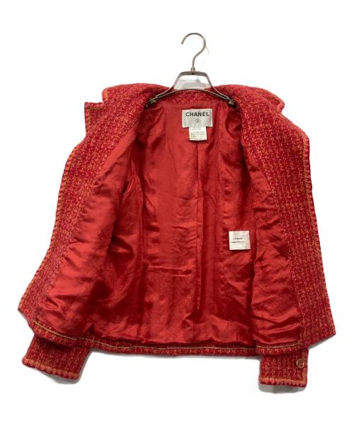 CHANEL（シャネル）CHANEL (シャネル) ココマークボタンツイードジャケット コーラルピンク サイズ:40の古着・服飾アイテム