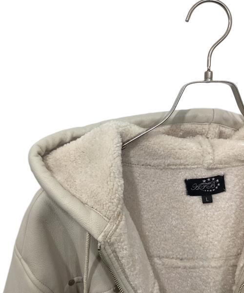 AFB（エーエフビー）AFB (エーエフビー) STUDDED HOODED BOMBER JACKET/スタッデッド　フーデッド　ボンバー　ジャケット ベージュ サイズ:Lの古着・服飾アイテム