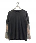 Fake As Flowersフェイク アス フラワーズ）の古着「Camo Double Sleeve Tee/BLACK」｜グレー