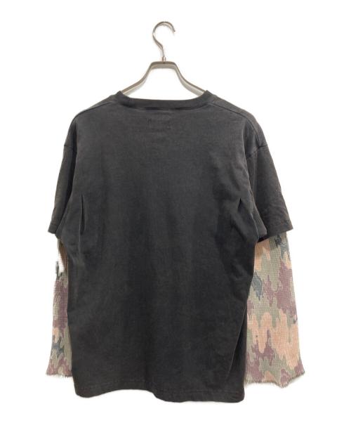 Fake As Flowers（フェイク アス フラワーズ）Fake As Flowers (フェイク アス フラワーズ) Camo Double Sleeve Tee/BLACK グレー サイズ:XLの古着・服飾アイテム