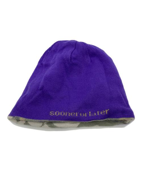 SOL（エスオーエル）SOL (エスオーエル) soonerorlater Camo Reversible Beanie パープル×グリーンの古着・服飾アイテム