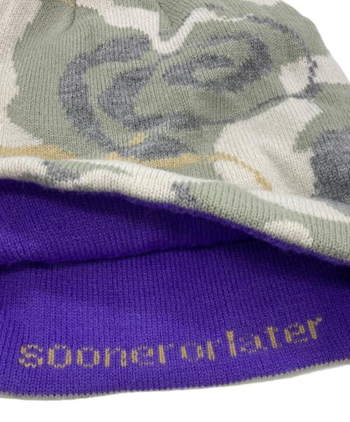 SOL（エスオーエル）SOL (エスオーエル) soonerorlater Camo Reversible Beanie パープル×グリーンの古着・服飾アイテム