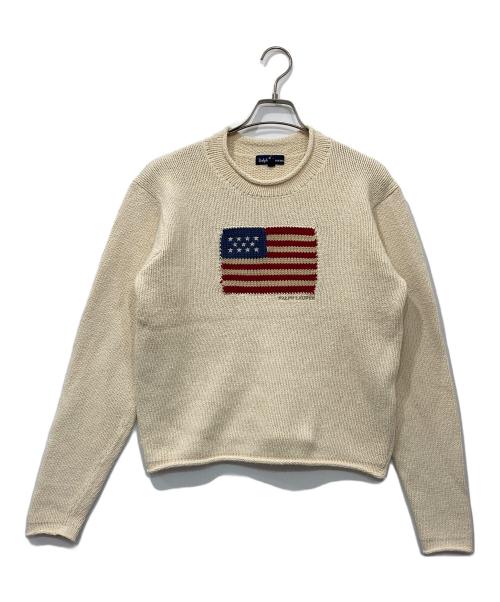 RALPH LAUREN（ラルフローレン）RALPH LAUREN (ラルフローレン) 星条旗プリントニット ホワイト サイズ:160の古着・服飾アイテム
