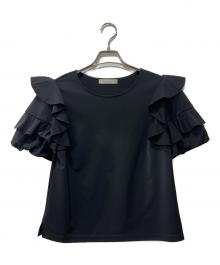 M-PREMIER COUTURE（エムプルミエクチュール）の古着「フリルスリーブカットソー」｜ブラック
