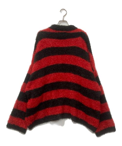 SAINT MICHAEL（セントマイケル）SAINT MICHAEL (セントマイケル) CREW NECK KNIT/GLITTER BORDER レッド×ブラック サイズ:XLの古着・服飾アイテム