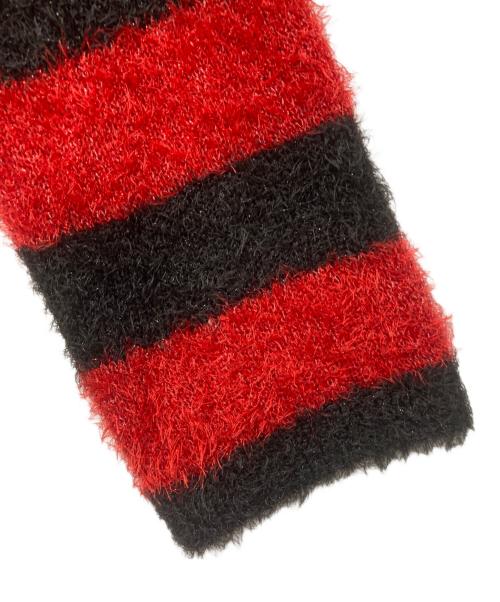 SAINT MICHAEL（セントマイケル）SAINT MICHAEL (セントマイケル) CREW NECK KNIT/GLITTER BORDER レッド×ブラック サイズ:XLの古着・服飾アイテム