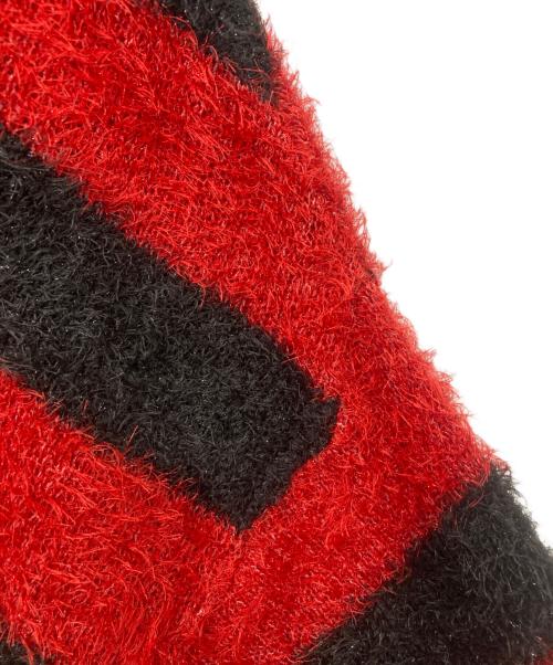 SAINT MICHAEL（セントマイケル）SAINT MICHAEL (セントマイケル) CREW NECK KNIT/GLITTER BORDER レッド×ブラック サイズ:XLの古着・服飾アイテム