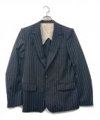 NUMBER (N)INEナンバーナイン）の古着「ほつれ加工 ストライプテーラードジャケット」｜ブラック