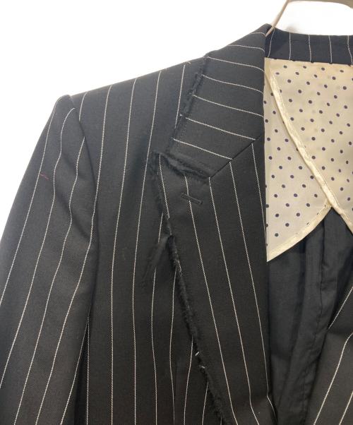 NUMBER (N)INE（ナンバーナイン）NUMBER (N)INE (ナンバーナイン) ほつれ加工 ストライプテーラードジャケット ブラック サイズ:3の古着・服飾アイテム