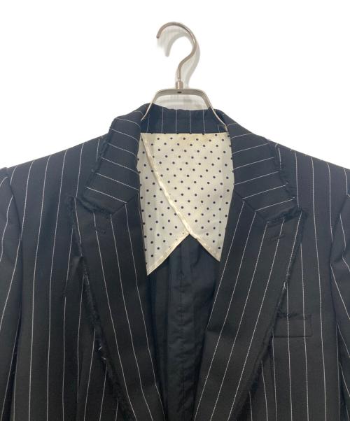 NUMBER (N)INE（ナンバーナイン）NUMBER (N)INE (ナンバーナイン) ほつれ加工 ストライプテーラードジャケット ブラック サイズ:3の古着・服飾アイテム