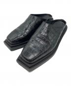 MAISON SPECIAL×SPECIAL SHOES FACTORYメゾンスペシャル×スペシャルシューズファクトリー）の古着「スクエアミュールスリッポン」｜ブラック