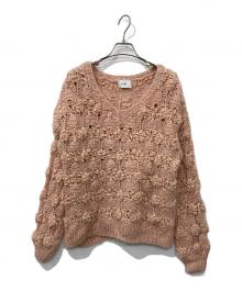 CLANE（クラネ）の古着「BUMPY OVER V NECK KNIT TOPS」｜ピンク