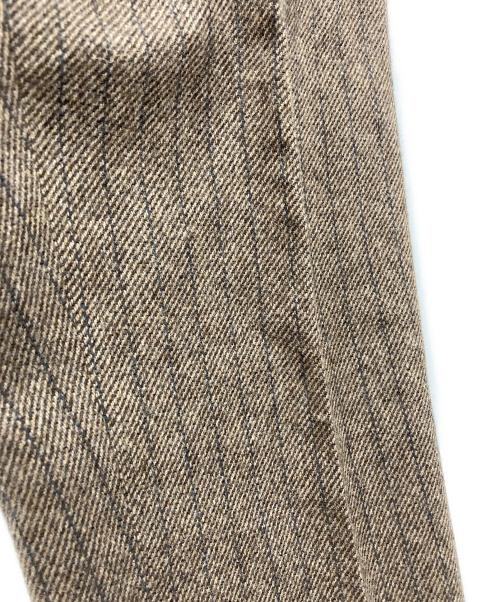 NEAT（ニート）NEAT (ニート) FELTING FLANNEL CHALK STRIPE/フランネルストライプスラックス ブラウン サイズ:44の古着・服飾アイテム