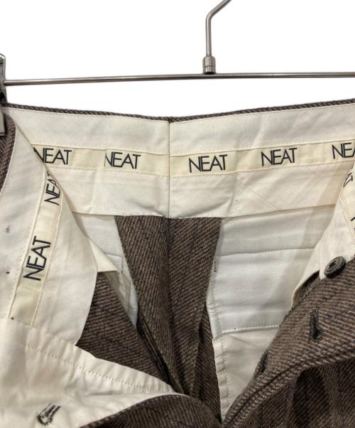 NEAT（ニート）NEAT (ニート) FELTING FLANNEL CHALK STRIPE/フランネルストライプスラックス ブラウン サイズ:44の古着・服飾アイテム