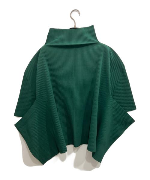 me ISSEY MIYAKE（ミーイッセイ ミヤケ）me ISSEY MIYAKE (ミーイッセイ ミヤケ) ハイネック変形プリーツカットソー グリーン サイズ:-の古着・服飾アイテム