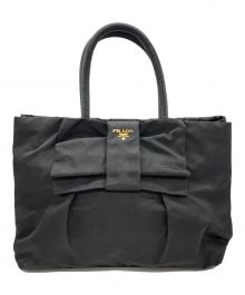PRADA（プラダ）の古着「リボンナイロントートバッグ」｜ブラック