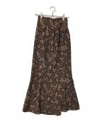 TODAYFULトゥデイフル）の古着「Jacquard Leaf Pencilskirt」｜ブラウン