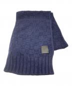 LOUIS VUITTONルイ ヴィトン）の古着「ダミエ エシャルプヘルシンキ レザーパッチ カシミヤストール」｜ネイビー