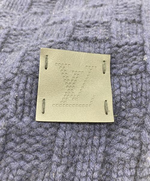LOUIS VUITTON（ルイ ヴィトン）LOUIS VUITTON (ルイ ヴィトン) ダミエ エシャルプヘルシンキ レザーパッチ カシミヤストール ネイビーの古着・服飾アイテム