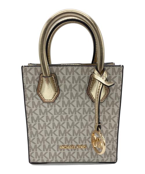 MICHAEL KORS（マイケル・コース）MICHAEL KORS (マイケル・コース) ショッパートート クロスボディ エクストラスモール ホワイト×ゴールド サイズ:-の古着・服飾アイテム