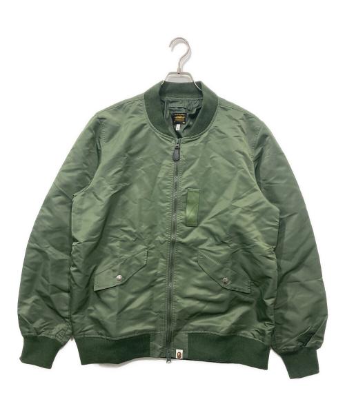 A BATHING APE（ア ベイシング エイプ）A BATHING APE (ア ベイシング エイプ) MA-1ジャケット グリーン サイズ:XLの古着・服飾アイテム