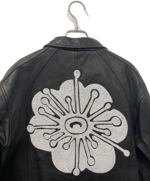 FAF（エフエーエフ）FAF (エフエーエフ) BEADED LEATHER FLIGHT JACKET/手刺繍ビーズワッペン レザーフライトジャケット ブラック サイズ:2の古着・服飾アイテム