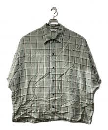 Name.（ネーム）の古着「CHECK DOLMAN S/S BIG SHIRT/半袖シャツ」｜ミントグリーン