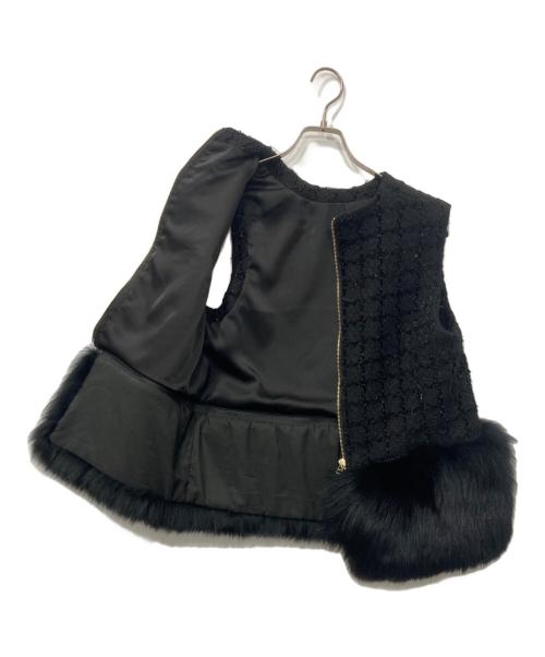 U-BIG（ユービッグ）U-Big (ユービッグ) ツイード×ボリュームFOXファージレ ブラック サイズ:FREEの古着・服飾アイテム