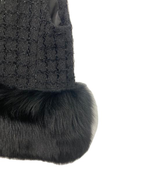 U-BIG（ユービッグ）U-Big (ユービッグ) ツイード×ボリュームFOXファージレ ブラック サイズ:FREEの古着・服飾アイテム